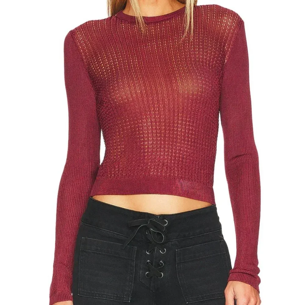 NWT Free People H2O Crew Pullover in Raw Garnet - size L - Picture 1 of 8